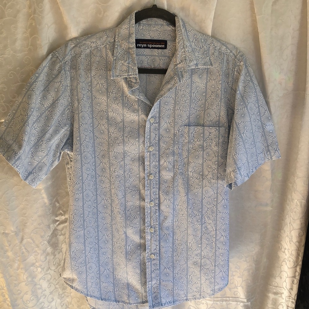 reyn spooner Light Blue and White Casual Button-Down Shirt